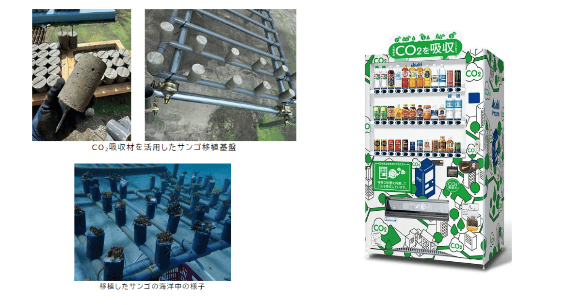アサヒ飲料、伊良部島環境協会と協業し「CO2を食べる自販機」で回収したCO2吸収材を活用したサンゴ移植の実証実験を開始の概要写真
